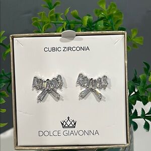 Dolce Giavonna Cubic Zirconia silver tone earrings. NIB